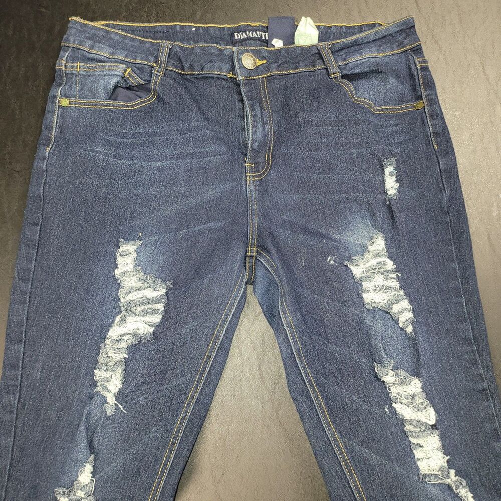 Diamante Womens Denim Distressed 16 Skinny Stretch Jeans VGC